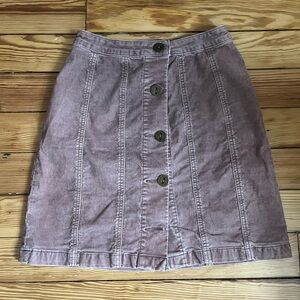 Pilcro and The Letterpress Cord Mauve Button Down Skirt Size 2 (Anthropologie)
